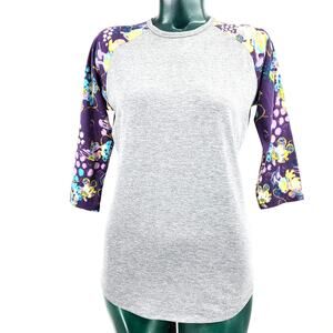 Lularoe Disney Minnie Mouse Grey Raglan Sleeve Baseball Tee T-Shirt Size XS 1103